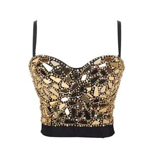 Sexy Bustier Bra Top, Clubwear Crop Top,B Cup Bustier Bra, B Cup Sequins Bustier Bra for Women, Sexy Sequins And Beads Clubwear Bra, Spaghetti Strap Clubwear Bra, #N20774