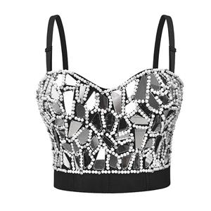 Sexy Bustier Bra Top, Clubwear Crop Top, B Cup Bustier Bra, B Cup Sequins Bustier Bra for Women, Sexy Sequins Bra for Carnival, Music Festival Bra Top, #N22030