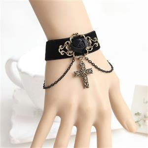 Vintage Style Bracelet, Cheap Wristband, Victorian Bracelet, Gothic Balck Bracelet, Vintage Rose Wristband, #J17807