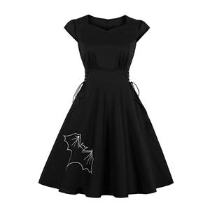 Cute Swing Dress, Retro Bat Embroidery Dresses for Women 1960, Vintage Dresses 1950