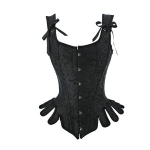 Sexy Gothic Black Overbust Corset, Steampunk Brocade Bodyshaper Corset, Sexy Gothic Jacquard Corset, Jacquard Waist Cincher Shapewear, #N22374