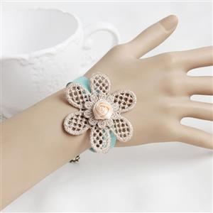 Vintage Style Bracelet, Cheap Wristband, Victorian Bracelet, Gothic Blue Bracelet, Vintage Rose Wristband, #J17805