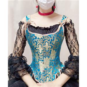 Sexy Gothic Overbust Corset, Burlesque Overbust Corset, Steampunk Brocade Bodyshaper Corset, Sexy Gothic Jacquard Corset, Jacquard Waist Cincher Shapewear, #N21926