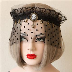 Halloween Masks, Costume Ball Masks, Black Lace Mask, Masquerade Party Mask, Punk Black Mask, Cosplay Face Veil, #MS13030