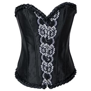 Fashion Body Shaper Corset, Sexy Halloween Overbust Corset, Sexy Strapless Overbust Corset, Plastic Bone Shapewear Overbust Corset, Gothic Halloween Party Cosplay Costume, Jacquard Overbust Corset for Women, #N20021