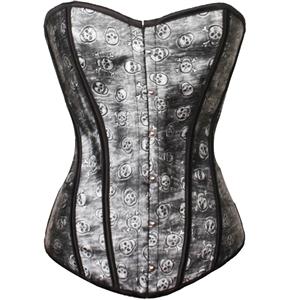 Skull and Bones Gothic Leather Style Corset, Gothic Skull Vegan Leather Corset, skulls Corset, #N5732