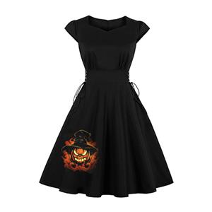 Cute Swing Dress, Retro Small Devil Embroidery Dresses for Women 1960, Vintage Dresses 1950