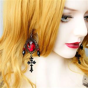 Retro Alloy Earrings, Gothic Style Earrings, Fashion Bronze Metal and Gem Earrings for Women, Vintage Bronze Metal Modeling and Beads Earrings, Casual Alloy Earrings, Victorian Gothic Gem Earrings, Fashion Bronze Metal Earrings with Beads and Gem, #J20109