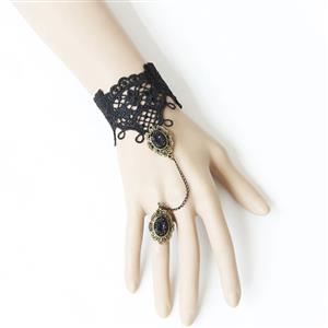 Victorian Gothic Style Bracelet, Gothic Bracelet for Women, Gothic Style Lace Bracelet, Cheap Wristband, Victorian Bracelet, Fashion Bracelet with Ring, #J17810