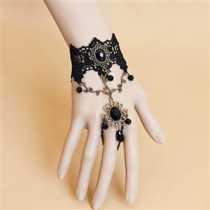 Victorian Gothic Style Bracelet, Gothic Bracelet for Women, Gothic Style Lace Bracelet, Cheap Wristband, Fashion Vintage Bracelet with Ring, #J17847