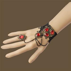 Victorian Gothic Style Bracelet, Gothic Bracelet for Women, Gothic Style Lace Bracelet, Cheap Wristband, Victorian Bracelet, Fashion Bracelet with Ring, #J17811