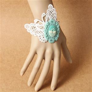 Vintage Style Bracelet, Cheap Wristband, Victorian Bracelet, Gothic White Butterfly Bracelet, Vintage Jade Wristband, #J17808