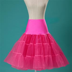 Sexy Hot-pink Skirt Petticoat, Fashion Hot-pink Skirt, Cheap Ladies Tulle Petticoat, Party Dress Petticoat, Plus Size Petticoat, #HG11255