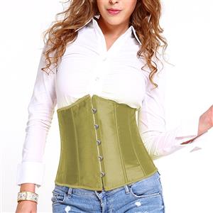 Satin Underbust Corset, Green Corset, Green Underbust Corset, Waist Training Underbust Corset, Waist Trainer Cincher Belt, Slimmer Body Shaper Belt, Underbust Body Shaper, #N21114