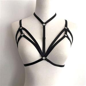 Sexy Lingerie Bra, Sexy Black Cupless Bra, Fashion Strappy Bra, Valentine