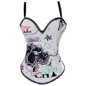 Graffiti Printed Corset, Hell Cat Graffiti Print Corset, features Hell Cat Corset, #N1478