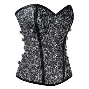 Black Jacquard Weave Corset, Cheap Steel Bone Corset, Women