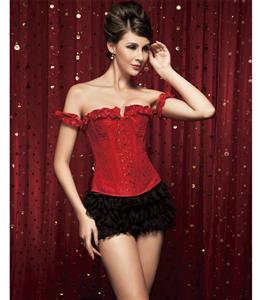 embroidered Corset & shorts, Tie-Strap embroidered Corset, Lace shorts, #M2196