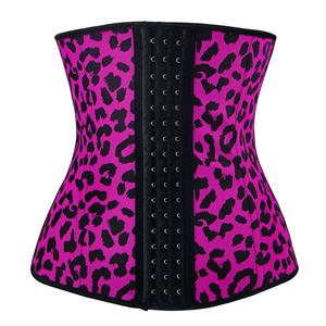 Sexy Hot-Pink Steel Bone Latex Leopard Patterns Underbust Corset N10343