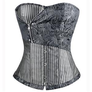 Jacquard Stripe Corset, Jacquard Stripe Corset With Zip, Jacquard Stripe Steampunk Corset, #N6181