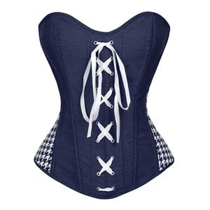 Denim Jeans Overbust Corset, Denim Overbust Corset, Overbust Corset Dark Denim, #N5516