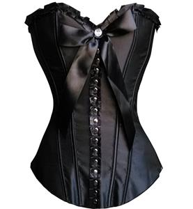 Diamond Strapless Corset, Black Lacework Corsets, Side Zipper Corset, #N6640