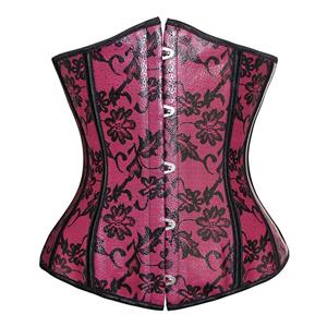 Leather Floral Fantasies Corset, Underbust Corset, Leather Underbust Corset, #N1390