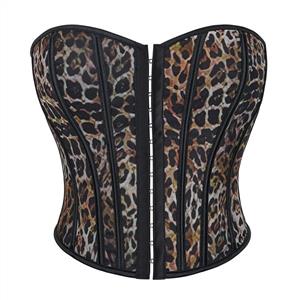 Leopard Print Corset Top for Women, Strapless Bustier with Adjustable Fit and Waist Training Design N23842