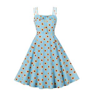 Lovely Daisy Print Midi Dress, Vintage Daisy Print Cocktail Party Dress, Fashion Casual Office Lady Dress, Sexy Tea Party Dress, Retro Party Dresses for Women 1960, Vintage Dresses 1950