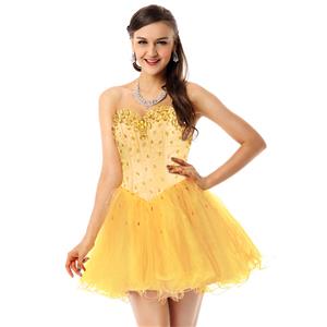 Hot Selling Light-Yellow Homecoming Dresses, Prom Dress for cheap, Buy Discount Sweet 16 Dresses, Girls Party Dresses, #Y30078