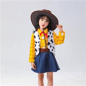 Animal Sherif Woody Costume, Exclusive Sherif Woody Costume, Exclusive Halloween Sherif Woody Costume, Animal Halloween Costume, Lovely Long Sleeve Shirt and Skirt Sherif Woody Cosplay Children Costume,#N22697