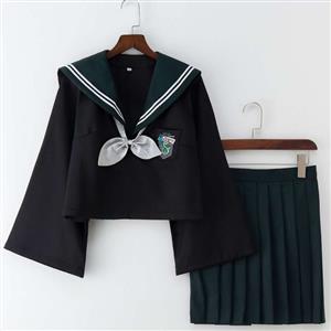 School Girl Costume, HP JK Uniform Costume, Schoolgirl Costume, School Girl Adult Costume, Japan School Uniform Cosplay Costume, the Snake Academy JK Uniform, #N18898