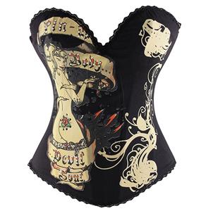 Magic Printed Rhinestone Corset, Wholesale Magic Printed Rhinestone Corset, Naughty Corsets, #N4343