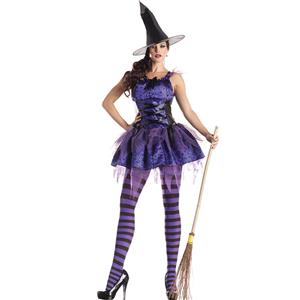 Purple Witch Costume, Vintage Witch Halloween Party Dress, Sexy Purple Witch Costume, Liquid Purple Witch Womens Costume, Witch Adult Costume, #N18177