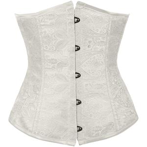 Floral Sweetheart Underbust Corset, White Underbust Corset, Floral Brocade Underbust Corset, #N8077