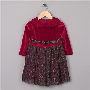 Cheap Wine-Red Princess Dress, Noble Peter Pan Collar Princess Dress, Elegant Organza Princess Dress, #N9709