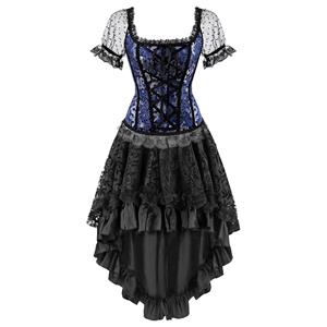 Burlesque Dancing Corset Skirt Set, Women