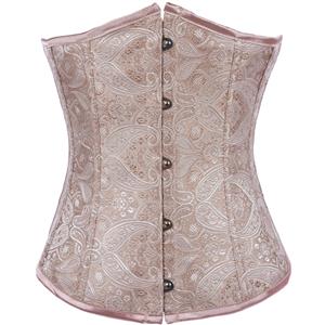 Embossed Underbust Corset, Apricot Underbust Corset, Floral Brocade Underbust Corset, #N8078