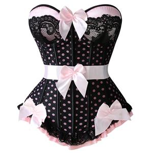 Strapless underwire corset, Pin-Up Polka Dot Underwire Corset, Pin-Up Polka Dot Corset, #N4495