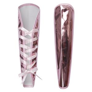 pink leather arm sleeves, lace-up arm sleeves, gothic fashion accessory, adjustable leather sleeves, medieval cosplay gear, steampunk arm wear, stylish leather sleeves, unisex arm covers, costume arm protection, fashion statement sleeves #N237814