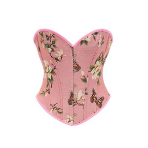 Fashion Plastic Boned Corset, Sexy Overbust Corset, High Quality Corset, Punk Outerwear Corset,Butterfly Print Corset,Women