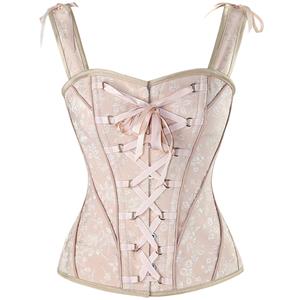 Pink Lace Up Vest Corset, Sexy Corset Vest for Women, Steel Boned Corset, #N12426