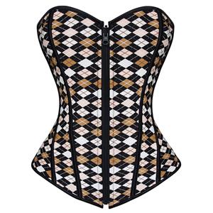 Plaid Print Reversible Corset, Plaid Corset, Reversible Plaid Print Corset, #N5383