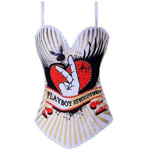 Playboy Icon Corset, Rhinestone Mounted Corset, Playboy Revolution Corset, #N1008