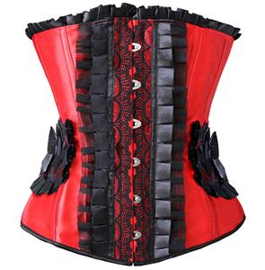 Pleated Lace Trimming Corset, Pleated Lace Corset, UnderBust Corset, #N4672