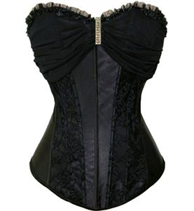Diamond and Floral Lace Corset, Elegance Black Pleated Veil Corset, Black Embroidered Outerwear Corset, #N8396