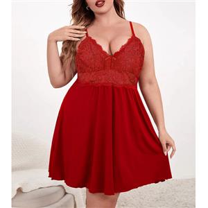 Sexy Babydoll Lingerie, Plus Size Sexy Chemise Nightwear, Deep V Neck Babydoll Lingerie, Valentine