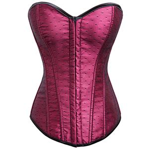 Black Polka Dot Corset, Strapless Fuchsia Corset, Lace Overlay Fuchsia Corset, #N8725