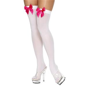 Rose-red Bow Thigh High Costume Stockings, Sexy Stockings, sexy lingerie wholesale, Stockings wholesale, #HG1930