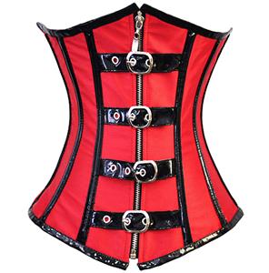 Red Christmas  Steel Boned Underbust Corset, Strapless Underbust Corset, Buckle Underbust Corset, #N6645